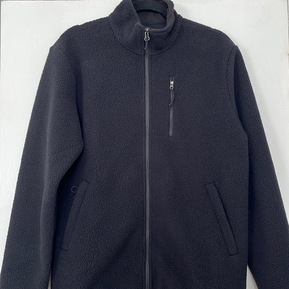 Quince Recycled Sweater Fleece Pullover Black